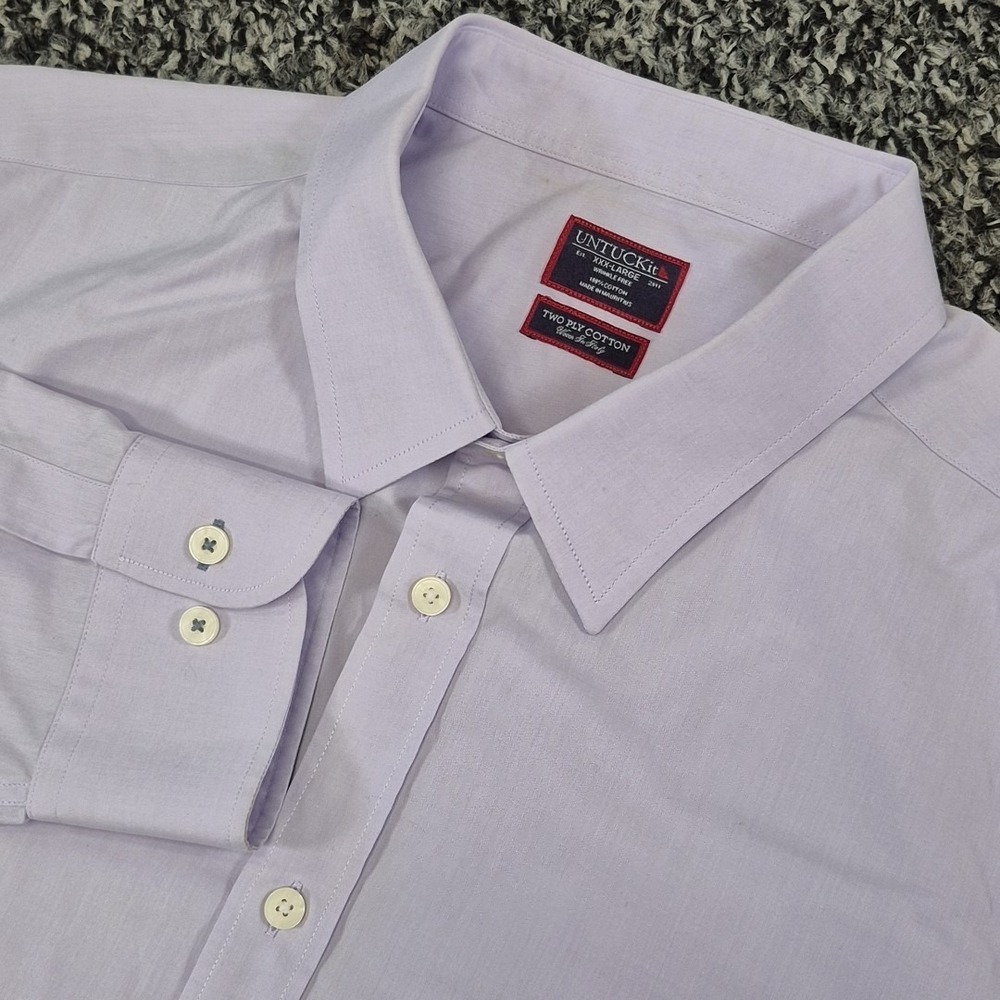 UNTUCKit Mens Long Sleeve XXXL 3XL Purple Button Up Two Ply Woven In Italy WF